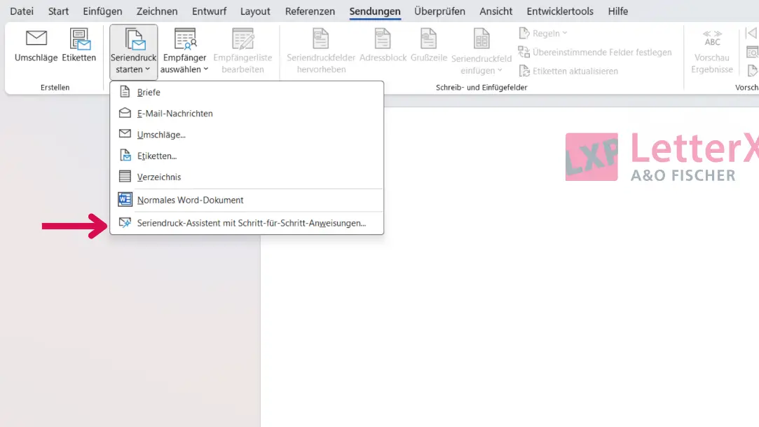 Word Seriendruck starten