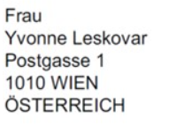 Strukturierung einer Auslandsadresse