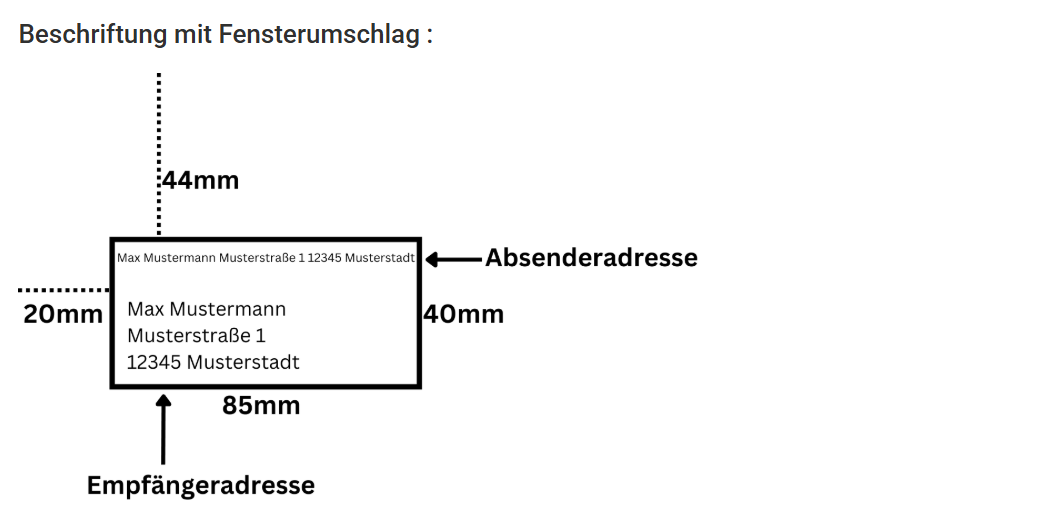 Positionierung Adresse f&uuml;r Fensterbriefumschl&auml;ge