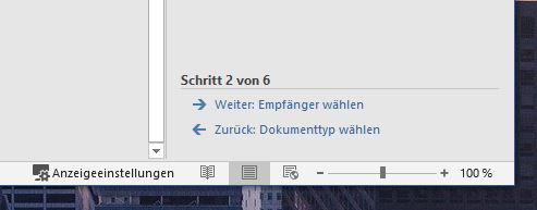 In Word wird gezeigt wo man zum n&auml;chsten Schritt gelangt